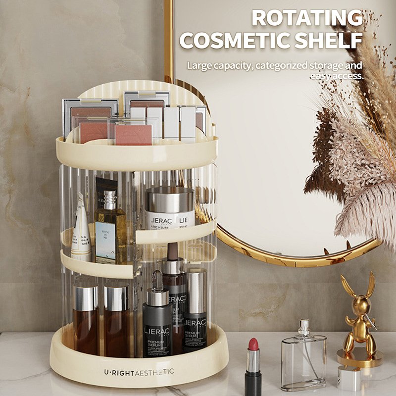 Home Vertical 360 Degree Plastic Cosmetic Organizer (Simple) Women's Makeup Storage Stand