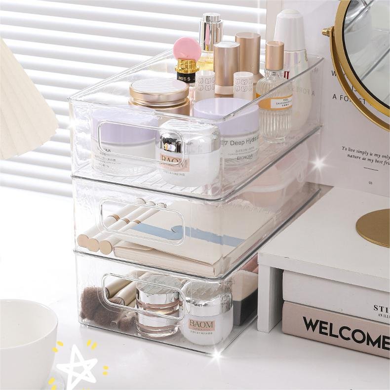 AEPS01 Plastic Make Up Storage Bathroom Organizer, Clear Cosmetics Organizer Bins For Vanity, Skincare, Countertop Storage