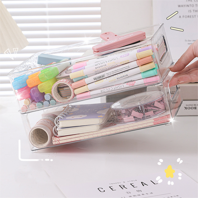 AEPS01 Plastic Make Up Storage Bathroom Organizer, Clear Cosmetics Organizer Bins For Vanity, Skincare, Countertop Storage