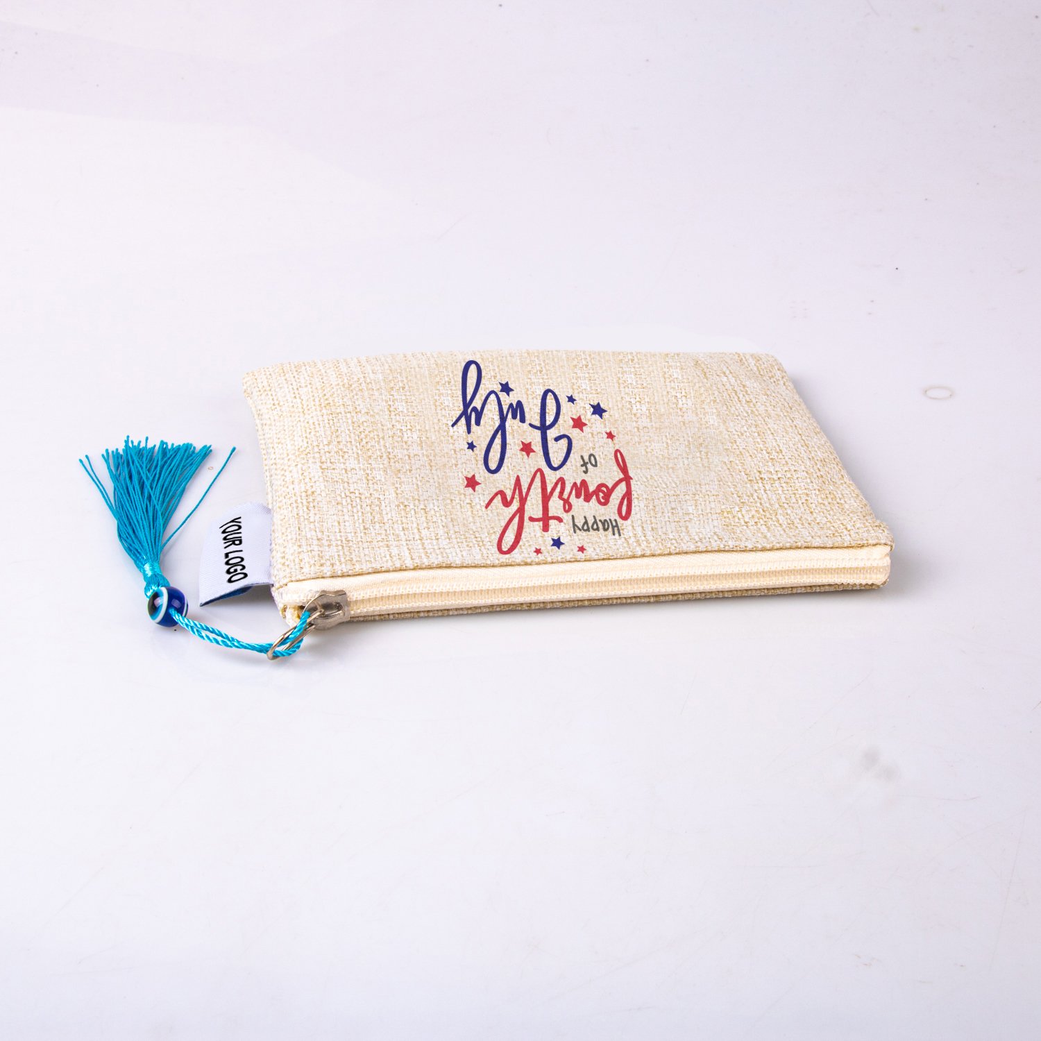 Promotional Eco Friendly Gifts Pouch Makeup Travel Ladies Embroidered Mini Cosmetic Jute Gunny Bag Zipper Burlap Canvas OEM