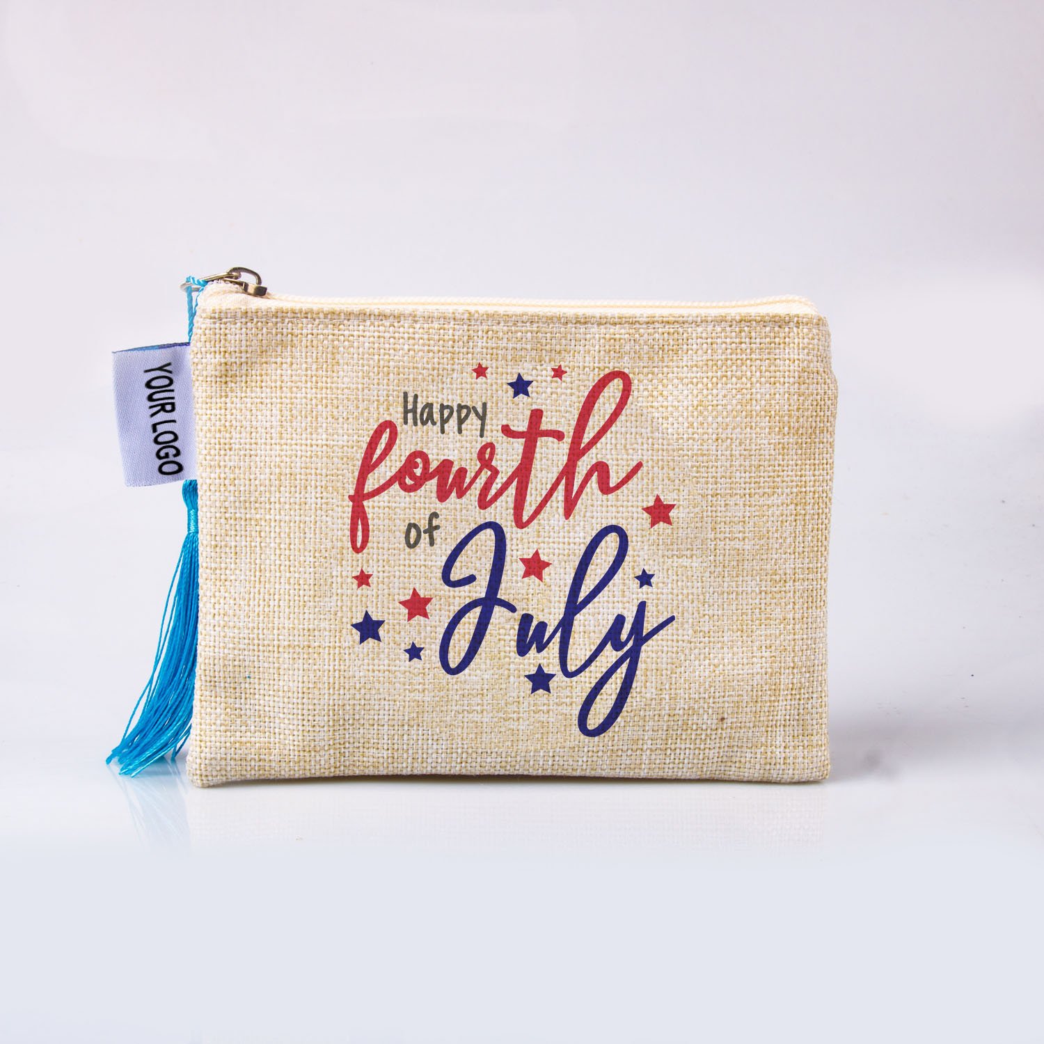 Promotional Eco Friendly Gifts Pouch Makeup Travel Ladies Embroidered Mini Cosmetic Jute Gunny Bag Zipper Burlap Canvas OEM