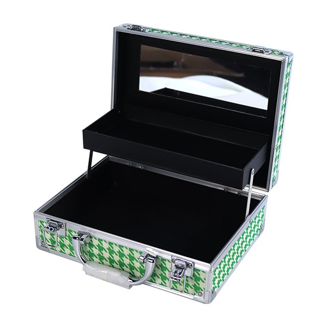 custom small suitcase organize makeup box luxury travel case form cosmetic case with mirror aluminum