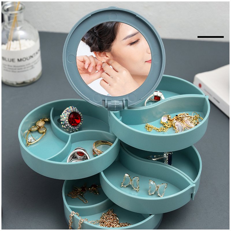 360 Rotating Earrings Makeup Organizer Cosmetic Organizer Jewelry Storage Box Multi-layer Box