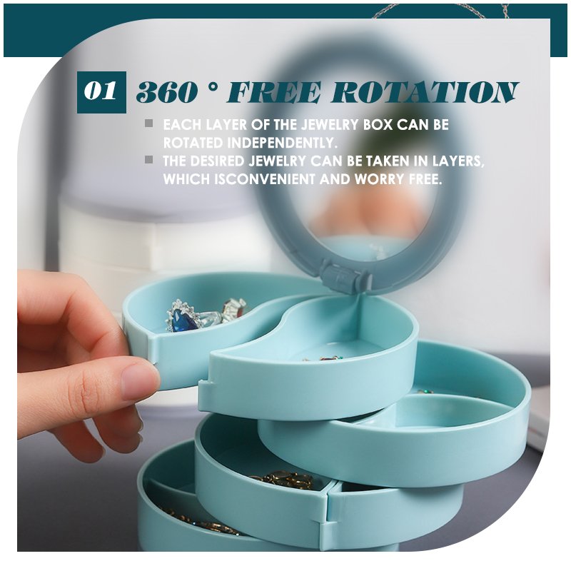 360 Rotating Earrings Makeup Organizer Cosmetic Organizer Jewelry Storage Box Multi-layer Box