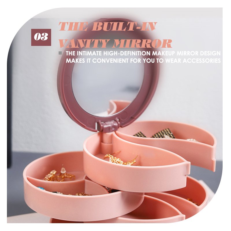 360 Rotating Earrings Makeup Organizer Cosmetic Organizer Jewelry Storage Box Multi-layer Box
