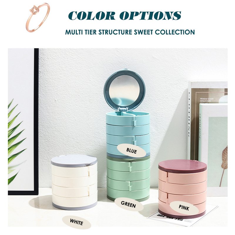 360 Rotating Earrings Makeup Organizer Cosmetic Organizer Jewelry Storage Box Multi-layer Box