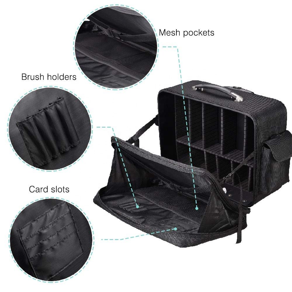 KEYSON FACTORY WHOLESALE Rolling Soft Sided Makeup Case Artist Division Luggage Cosmetic Storage Case Travel Train Trolley