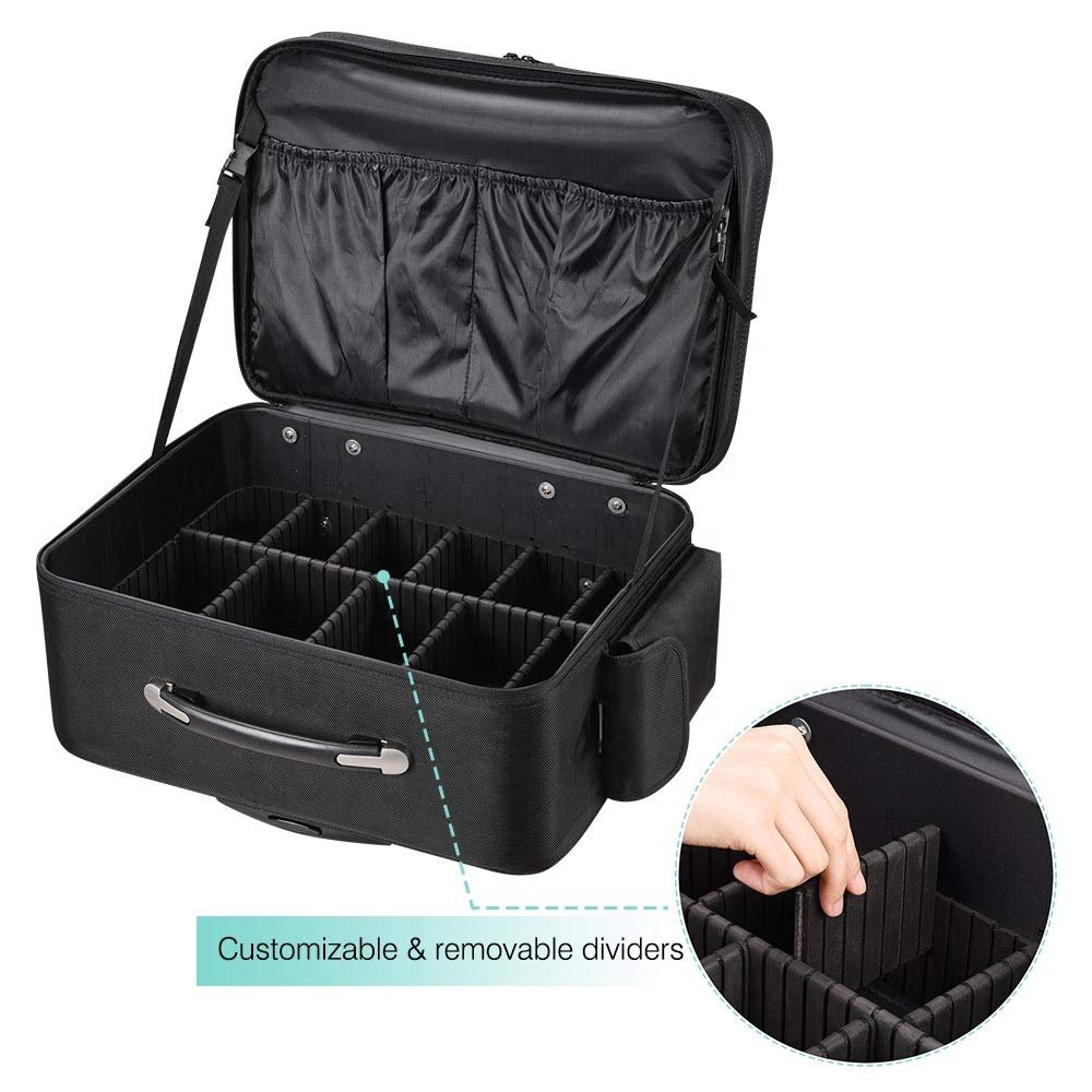 KEYSON FACTORY WHOLESALE Rolling Soft Sided Makeup Case Artist Division Luggage Cosmetic Storage Case Travel Train Trolley