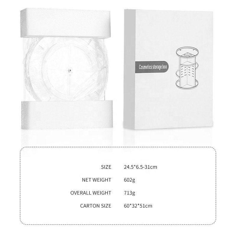 Fashion Big Capacity Luxury Makeup Jewelry Round Cosmetic Storage Box Clear Acrylic Makeup Organizer 360 Degree Rotating