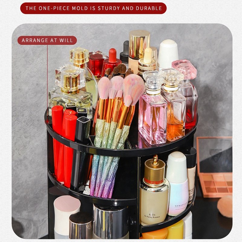 Fashion Big Capacity Luxury Makeup Jewelry Round Cosmetic Storage Box Clear Acrylic Makeup Organizer 360 Degree Rotating