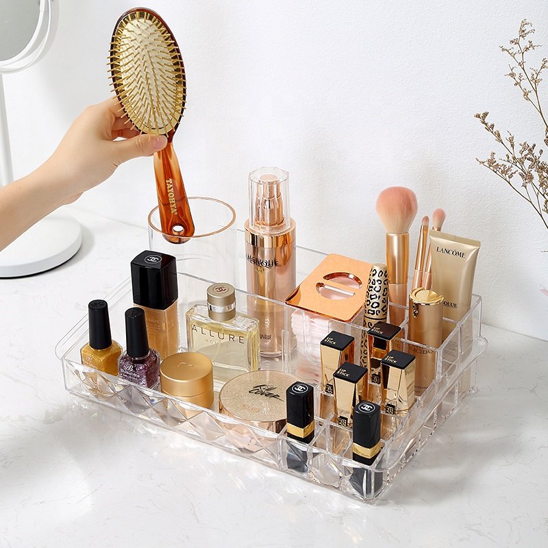Modern dresser cosmetic organizer makeup skincare lotion bottle storage box clear multidrawer plastic cosmetic makeup organizer