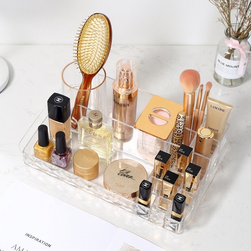Modern dresser cosmetic organizer makeup skincare lotion bottle storage box clear multidrawer plastic cosmetic makeup organizer