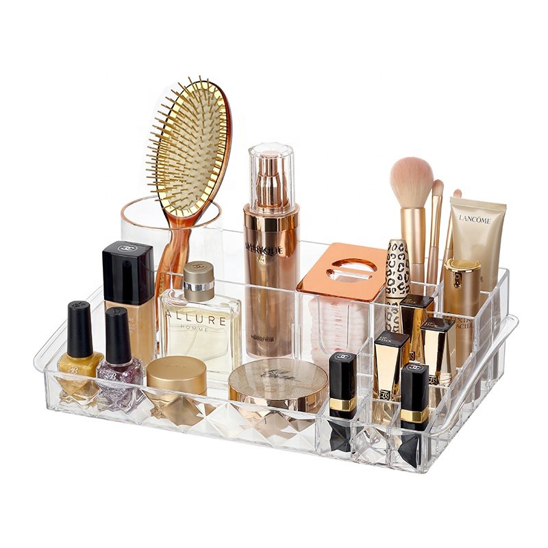 Modern dresser cosmetic organizer makeup skincare lotion bottle storage box clear multidrawer plastic cosmetic makeup organizer