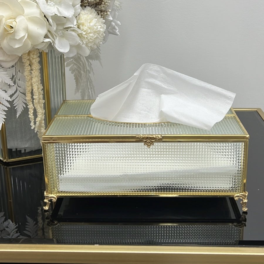 Nordic Home Decorative Elegant Glass Tissue Box High Quality Handmade Napkin Dispenser Glass Box