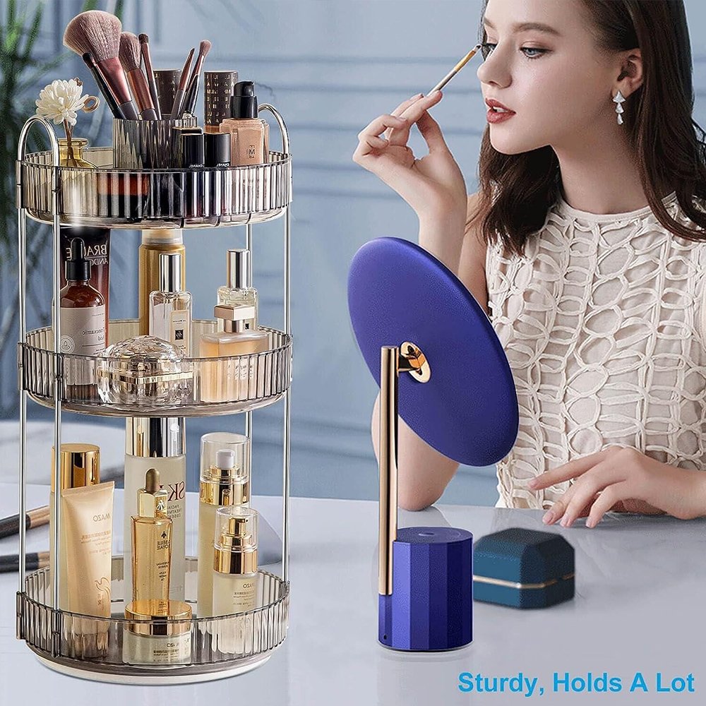 360-degree Rotating Organizer Transparent Acrylic Multi-layer Circular Drilling Surface Rotating Makeup Rack