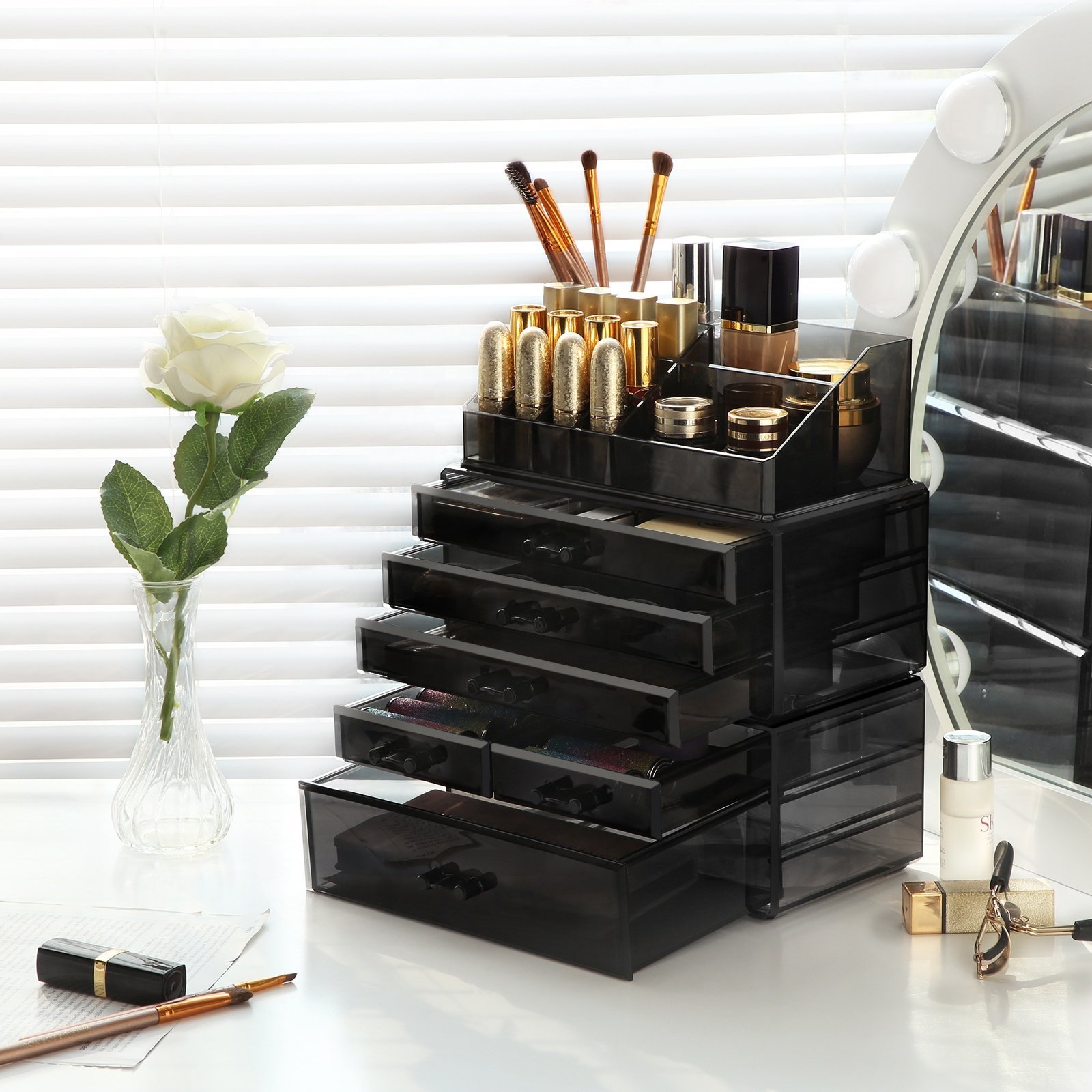 SONGMICS Wholesale Multifunction Plastic Makeup Organizer case transparent acrylic cosmetic storage box