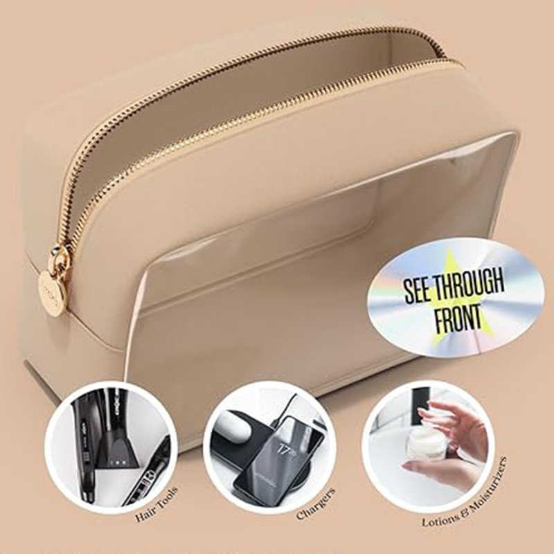 Trendy portable simple women's fashion leather handheld Makeup bag Custom diverse makeup bag