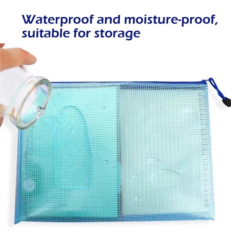 A3/A4/A5 Mesh Zipper Pouch Document Bag Waterproof Zip File Folders School Office Supplies Pencil Case 1 PC Cosmetic Makeup Bags