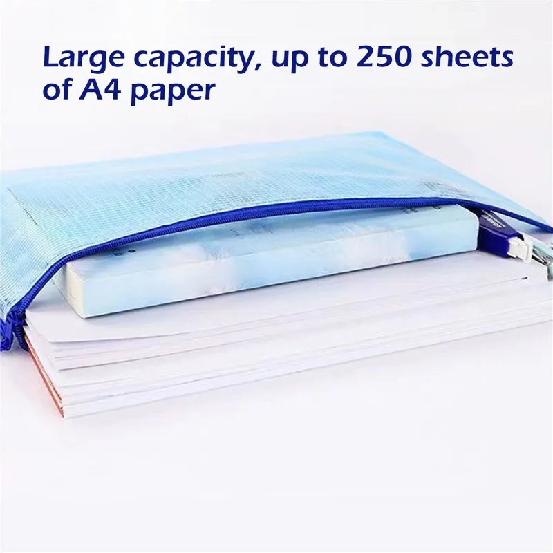 A3/A4/A5 Mesh Zipper Pouch Document Bag Waterproof Zip File Folders School Office Supplies Pencil Case 1 PC Cosmetic Makeup Bags