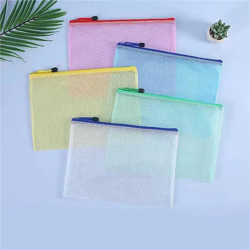A3/A4/A5 Mesh Zipper Pouch Document Bag Waterproof Zip File Folders School Office Supplies Pencil Case 1 PC Cosmetic Makeup Bags