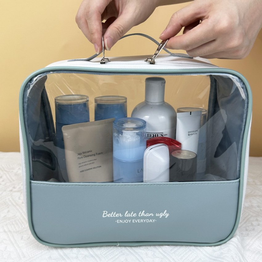 Custom logo Large Capacity PVC Storage Bag Travel Makeup Organizer Bag Water-proof Transparent Toiletries Bag