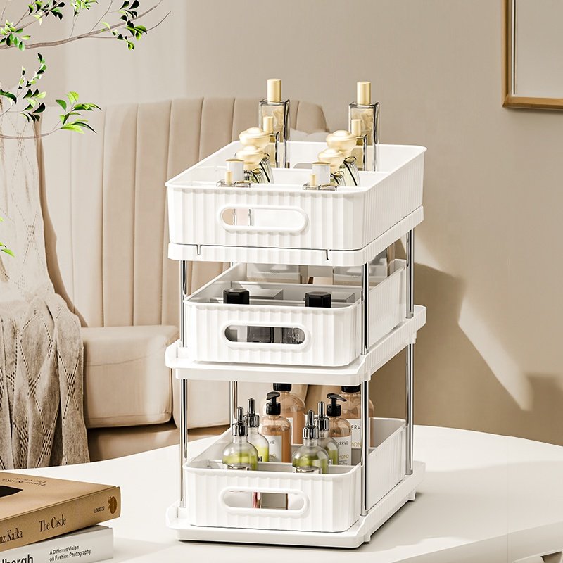 High-quality home and kitchen accessories Multifunction Organizer 3-Tier Under Sink Organizers white storage shelf With Dividers