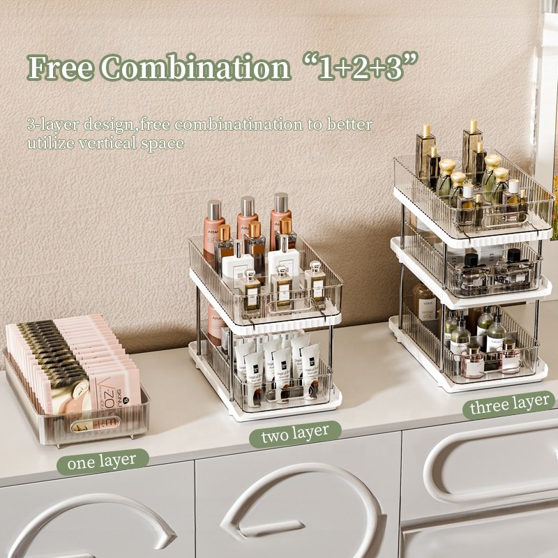 High-quality home and kitchen accessories Multifunction Organizer 3-Tier Under Sink Organizers white storage shelf With Dividers