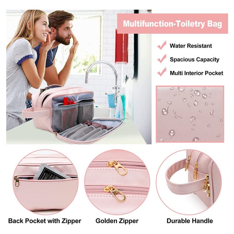 Oem Odm Factory Waterproof Leather Cosmetic Makeup Organizer Travel Pu Cosmetic Bag