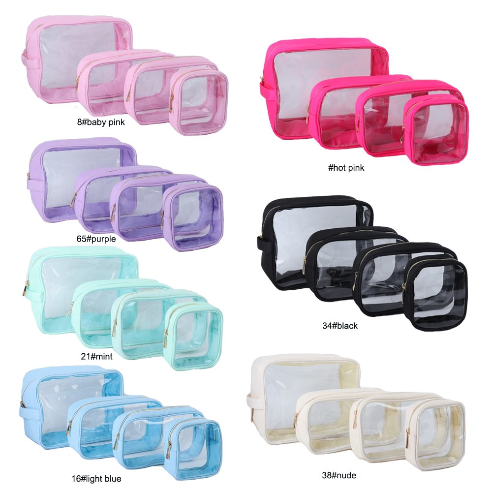 Keymay Stock 7 Color S M L XL Transparent Cosmetic Bag Large Pvc Makeup Bag Toiletry Travel Bag Women Clear Pouch