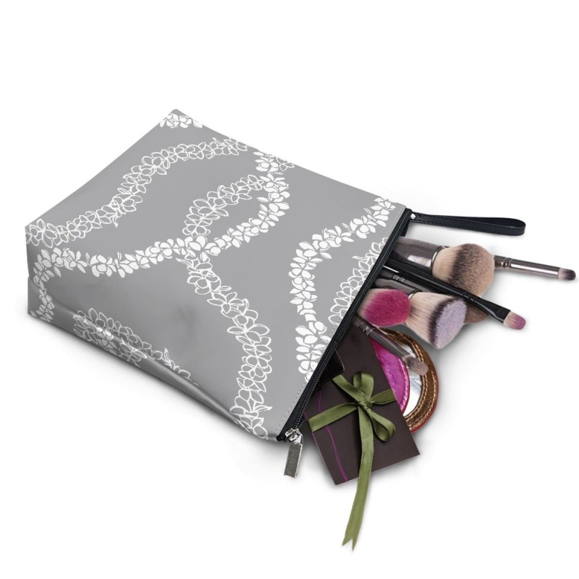 Women Cosmetic Bag Puakenikeni Flower Travel Makeup Bags Portable Toiletry HandBag Large Capacity Organizer Zipper Beauty Pouch