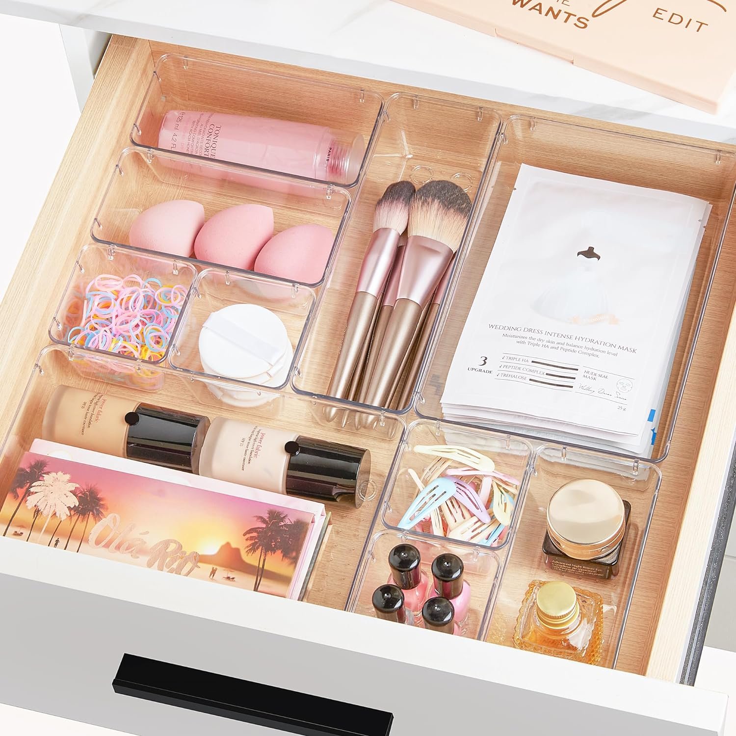 28pcs 4-Size Multifunctional Clear Plastic Drawer Organizer Set For Makeup Jewellery Office Bathroom And Tool Organizing