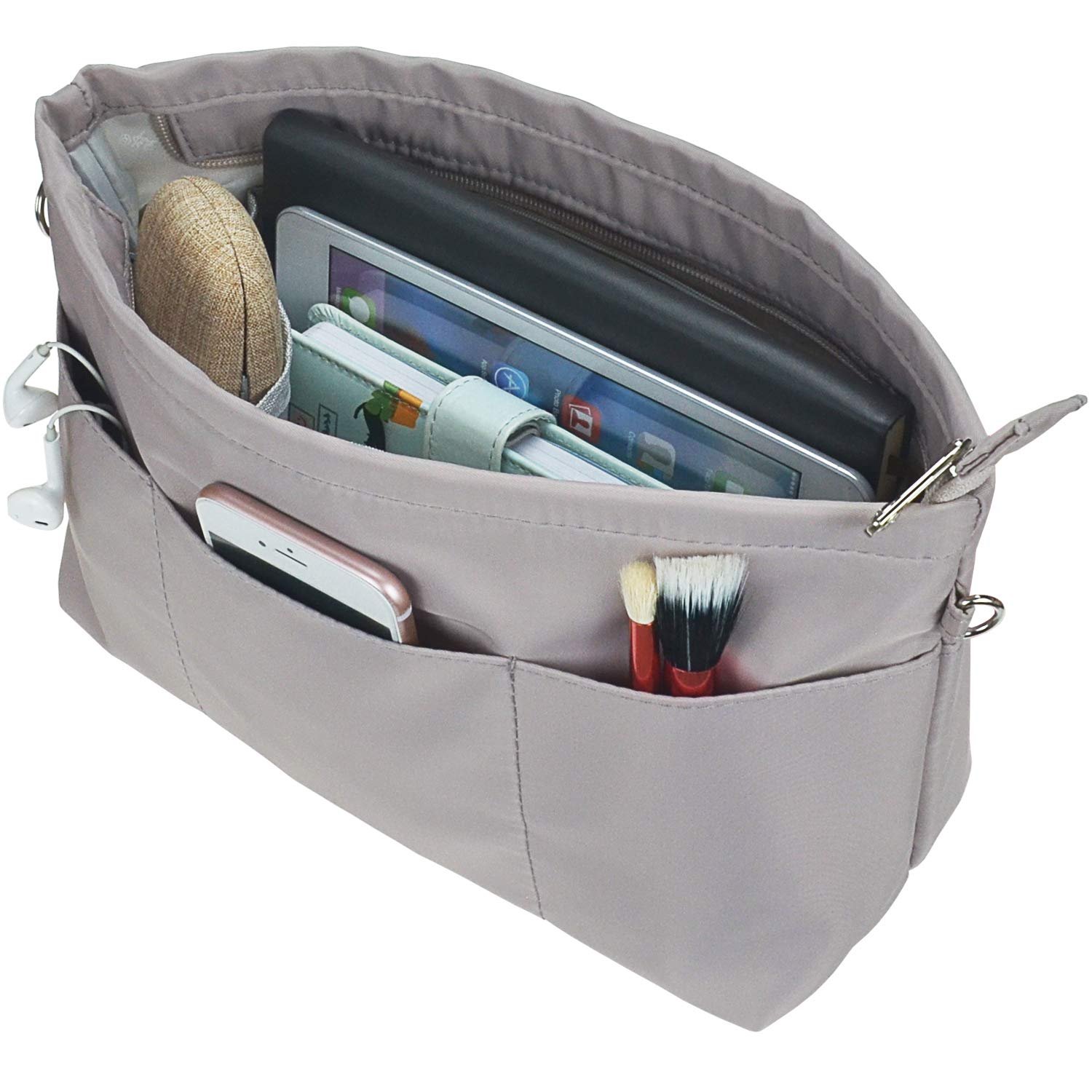 Purse Organizer Insert with zipper Nylon-Handbag & Tote Shaper-bag organizer for tote-Sturdy Purse Insert Organizer Bag in Bag