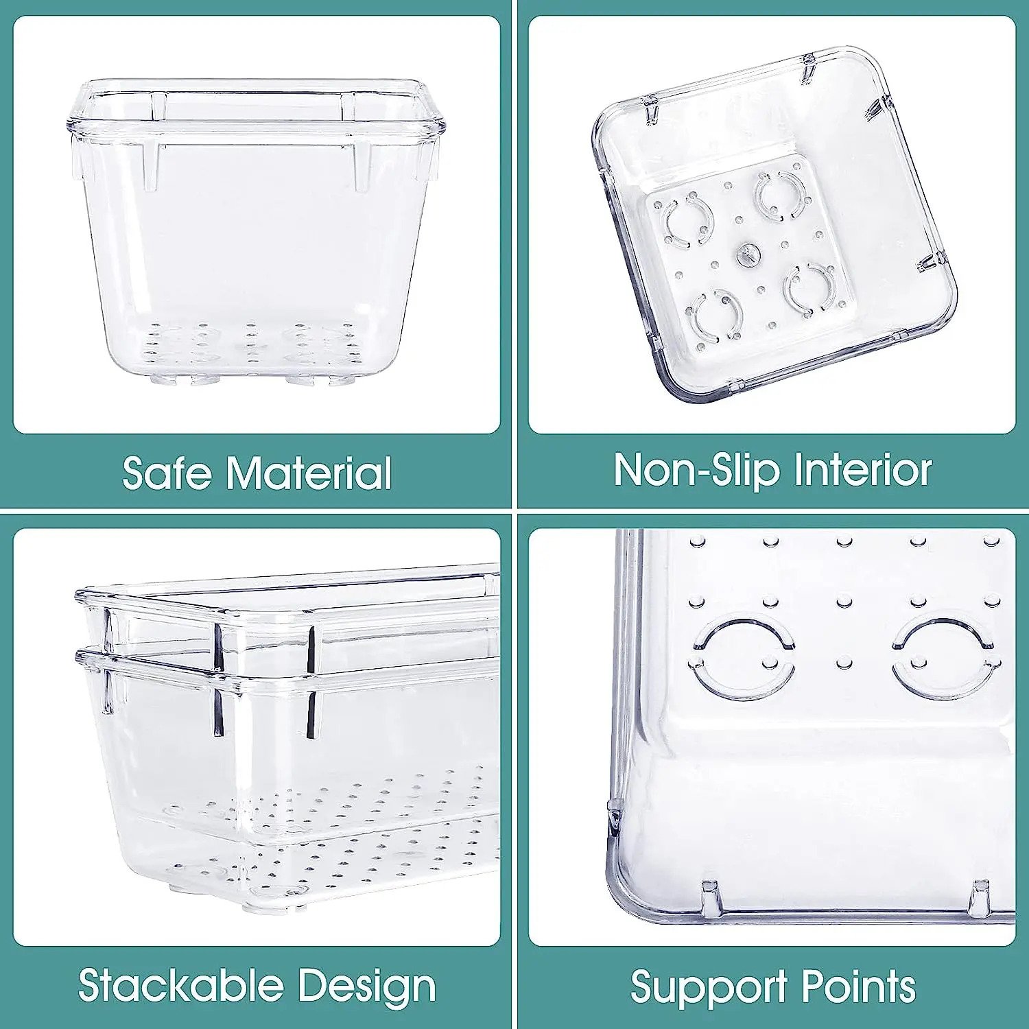 4-Size 25 PCS Clear Plastic Drawer Organizers Set Versatile Bathroom and Vanity Drawer Organizer Trays Storage Bins