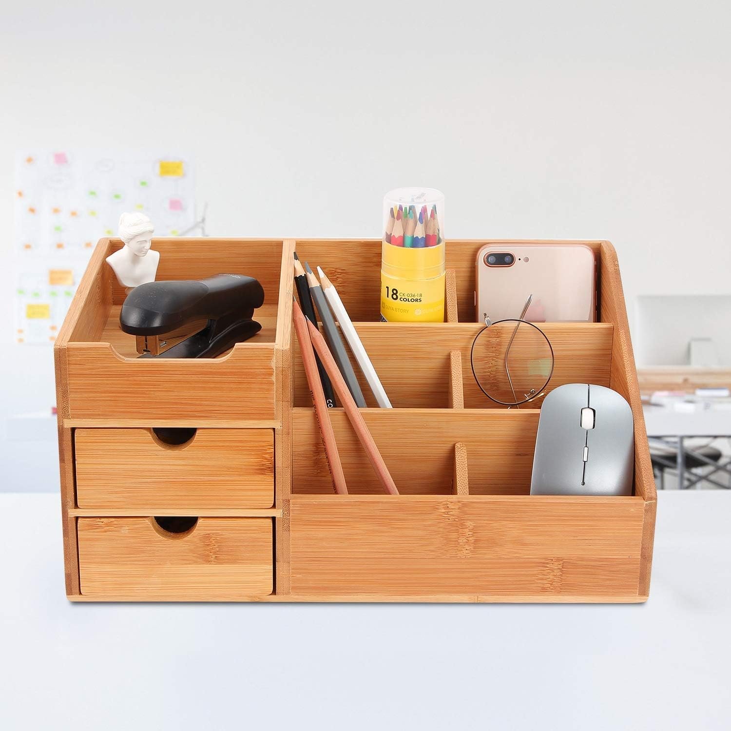 Homode Makeup Organizer, Bamboo Bathroom Counter Organizers and Storage for Vanity Countertop or Dresser Top