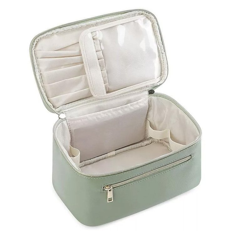Portable PU Leather Skincare Cosmetic Brush Bag Makeup Storage Organizer