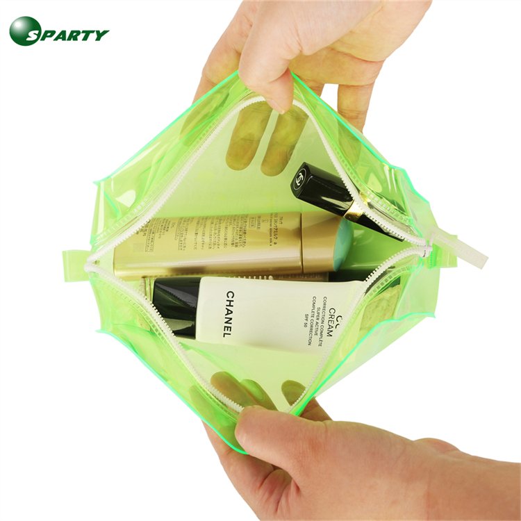 OEM Customize Logo Biodegradable Transparent Travel Zipper Pouch Women Beauty Waterproof Makeup Bags PVC Clear Cosmetic Bag