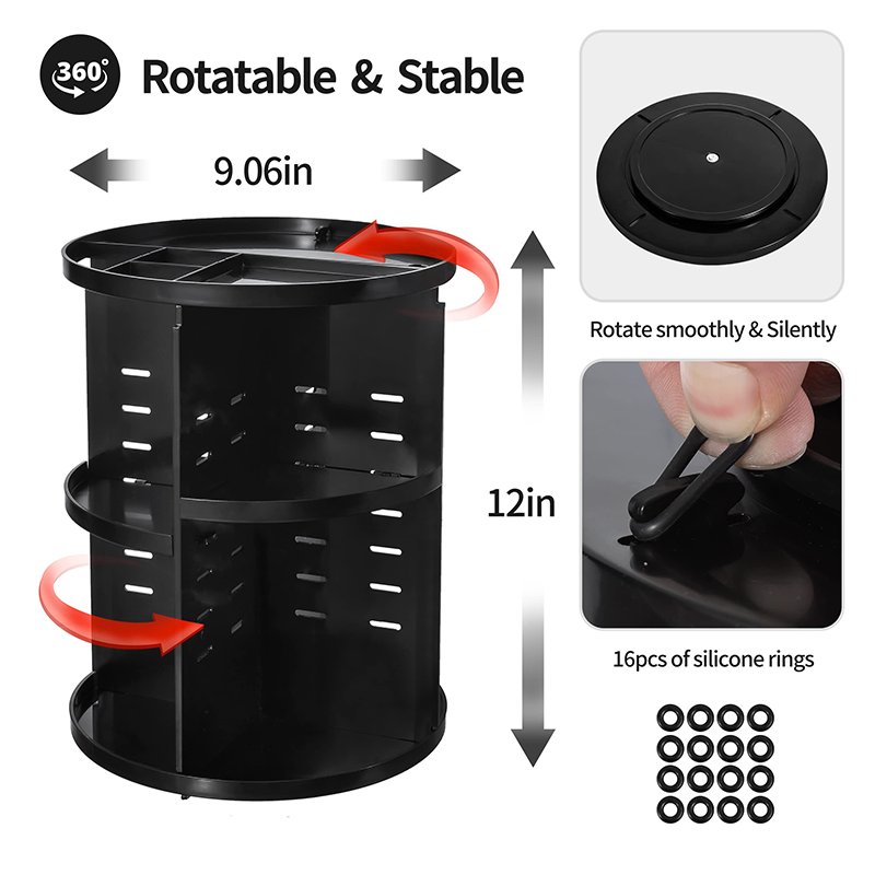 Transparent 360Degree Rotating Cosmetic Skincare Organizers Bathroom Counter Vanity Organizer
