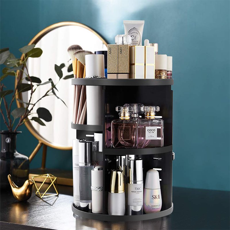 Transparent 360Degree Rotating Cosmetic Skincare Organizers Bathroom Counter Vanity Organizer