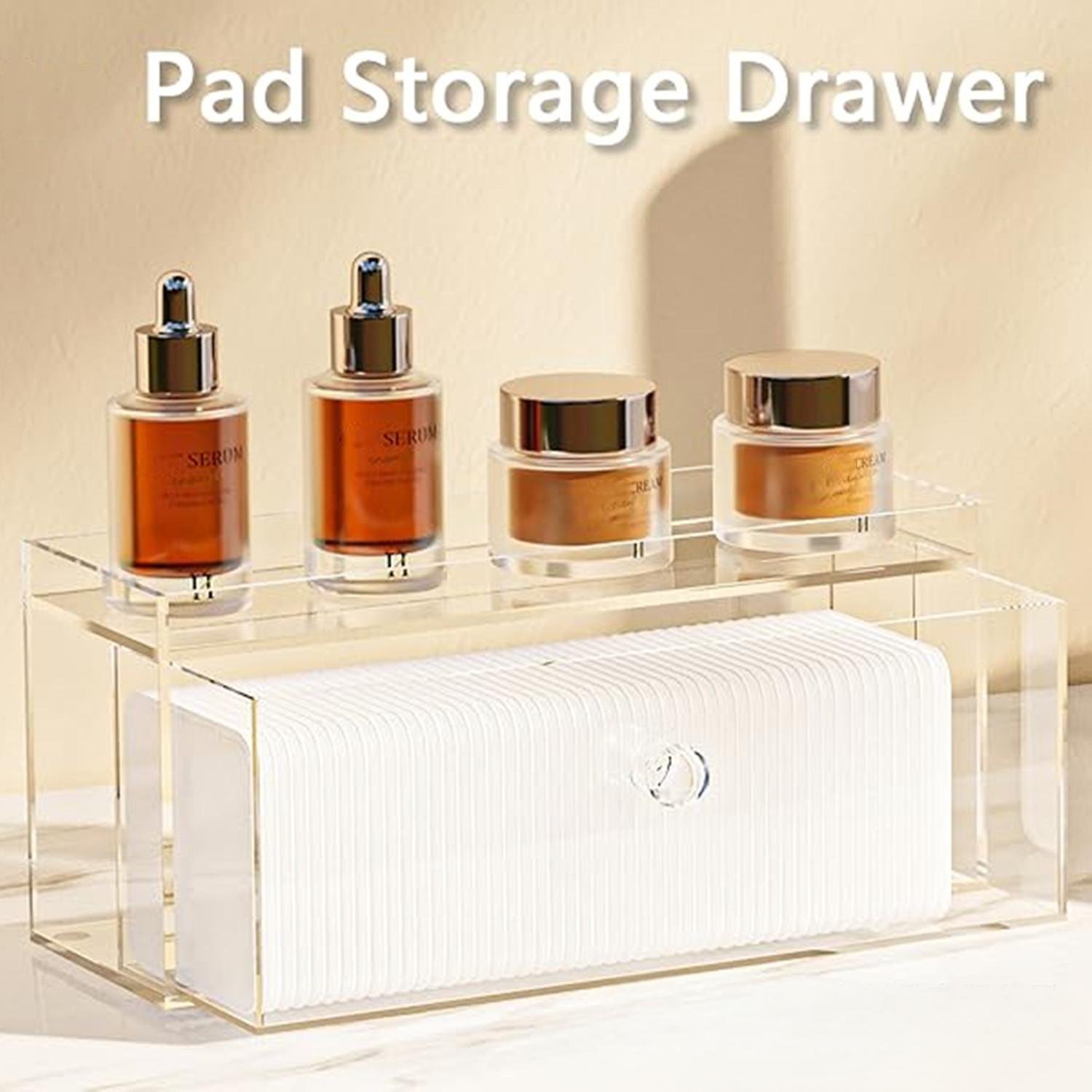 Small Acrylic Cotton Storage Box with Linen Folding Drawer Organ Storage Bedroom Use Magnetic Card Distribution Cosmetic Storage