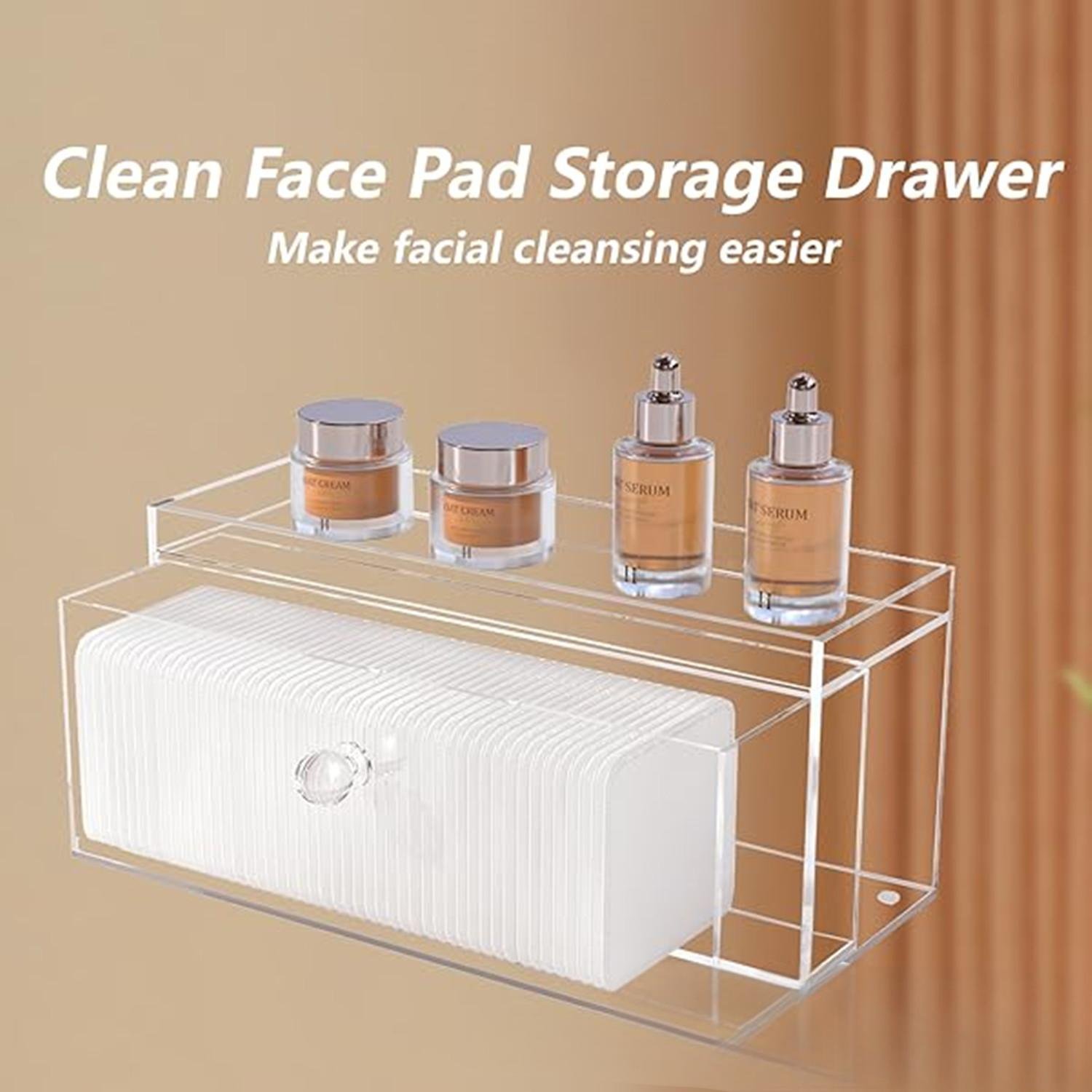 Small Acrylic Cotton Storage Box with Linen Folding Drawer Organ Storage Bedroom Use Magnetic Card Distribution Cosmetic Storage