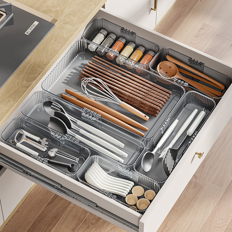 Office Scalable Clear Plastic Drawer Organizers Set Plastic Desktop Storage Box Table Sundries Bins Stationery Space Save