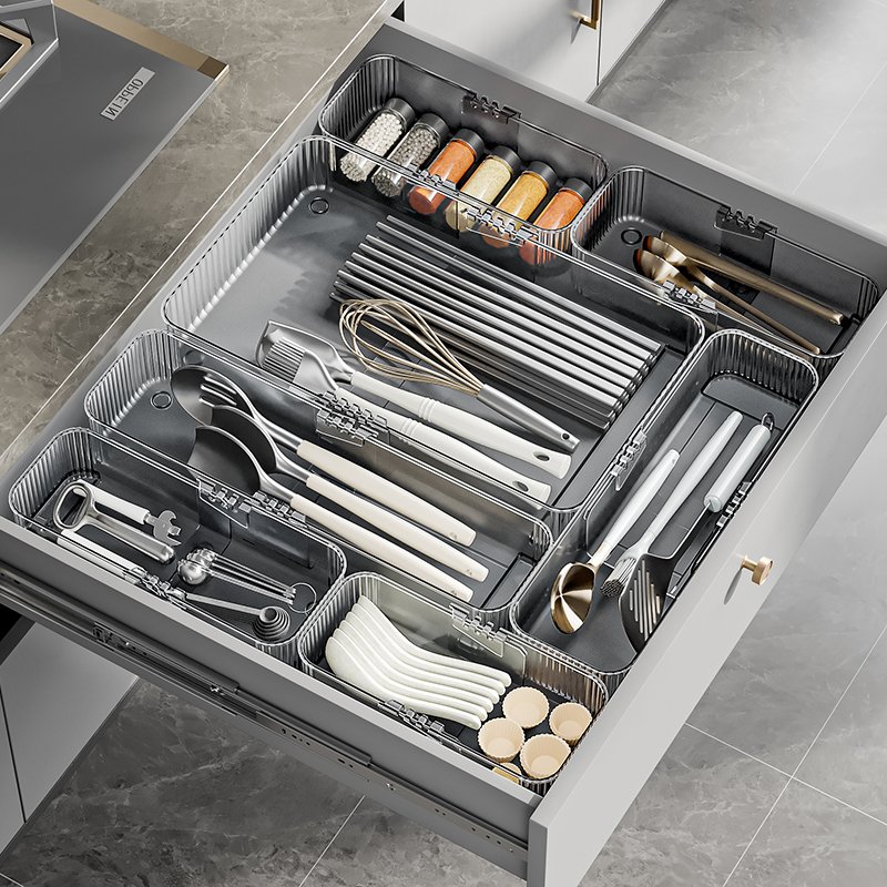 Office Scalable Clear Plastic Drawer Organizers Set Plastic Desktop Storage Box Table Sundries Bins Stationery Space Save