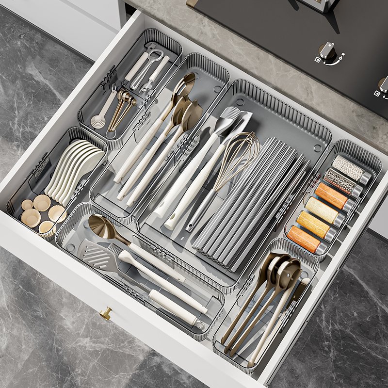 Office Scalable Clear Plastic Drawer Organizers Set Plastic Desktop Storage Box Table Sundries Bins Stationery Space Save