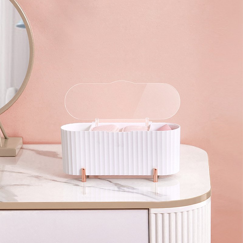 4 Compartment Table Makeup Sponge Storage Box Dust-proof Makeup Organizer for bath