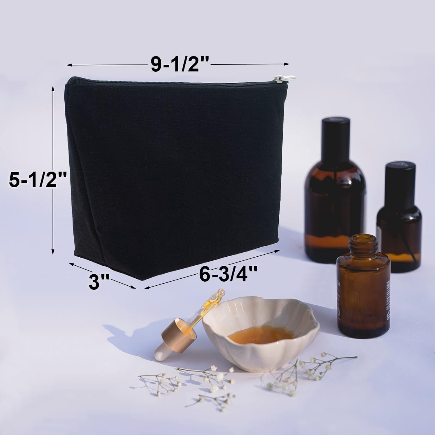 2024 Wholesale Blank Plain Cotton Canvas Cosmetic Bag Customized Travel Cotton Canvas Makeup Bag For Women