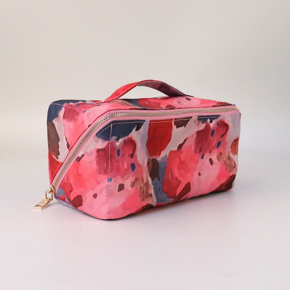 Color Patch Travel Cosmetic Bag Lady Nylon Handbags Top Handle Wide Opening Women Makeup Case Bridal Shower Bag DOM2153