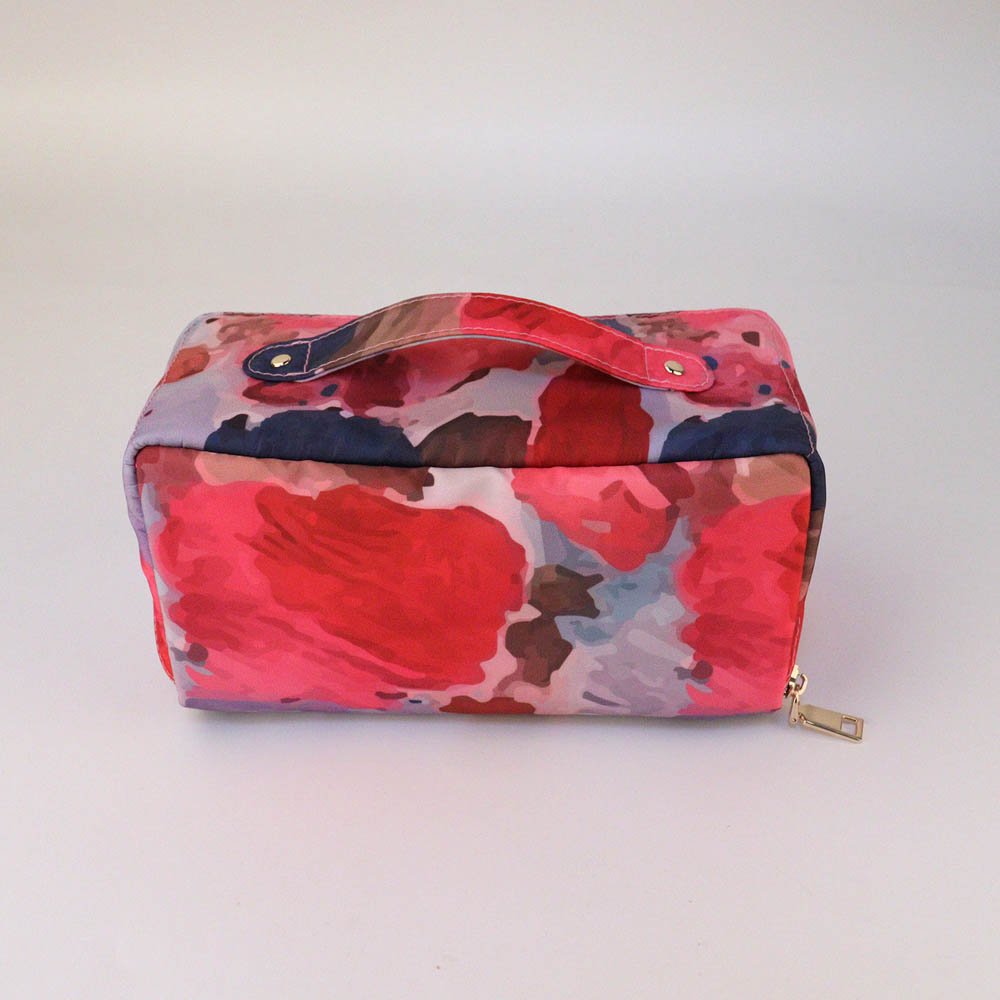 Color Patch Travel Cosmetic Bag Lady Nylon Handbags Top Handle Wide Opening Women Makeup Case Bridal Shower Bag DOM2153
