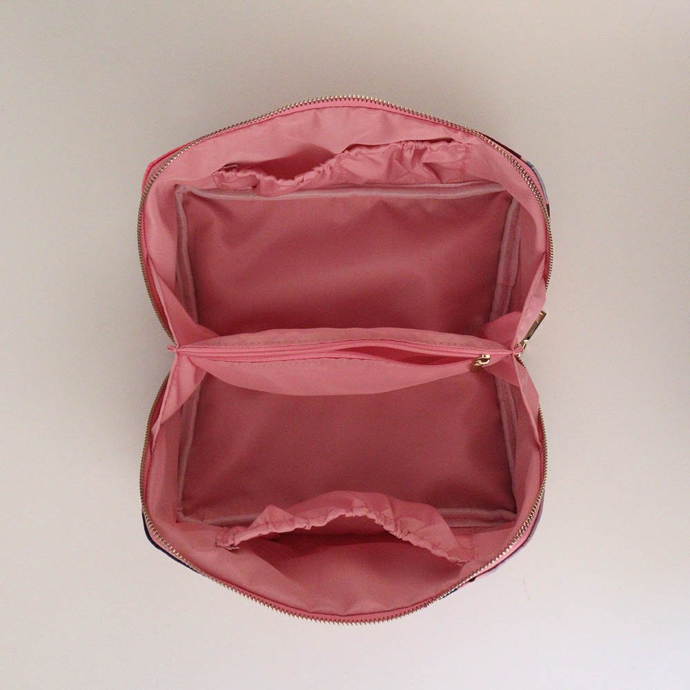 Color Patch Travel Cosmetic Bag Lady Nylon Handbags Top Handle Wide Opening Women Makeup Case Bridal Shower Bag DOM2153
