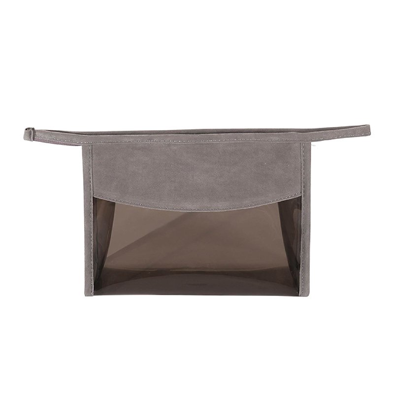 3 Sizes Gray Suede Eva Clear Makeup Pouch Organizer Cosmetic Bag Make Up Bag Travel Toiletry Bag For Women