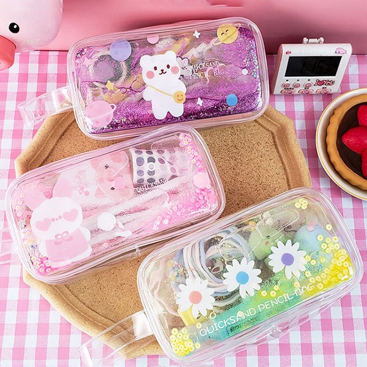 Cute Laser Teenage Girl School Pencil Case Transparent Pencil Pouch School Supplies